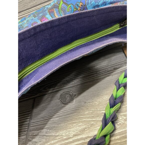 Laurel Burch Dog Tote Bag Purse Shoulder Handbag Braided Strap Colorful Puppies - Picture 10 of 11